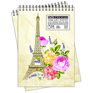 craft qila paris 50 sheets 100 pages a4 sketchbook  top spiral-bound sketchpad for artists  professional grade drawing and sketchbook - pack of 2