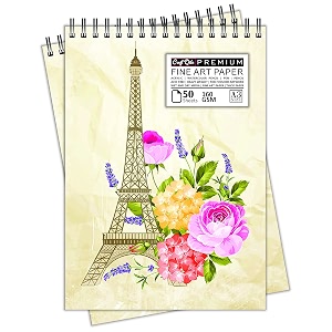 craft qila paris 50 sheets 100 pages a3 sketchbook  top spiral-bound sketchpad for artists  professional grade drawing and sketchbook - pack of 2
