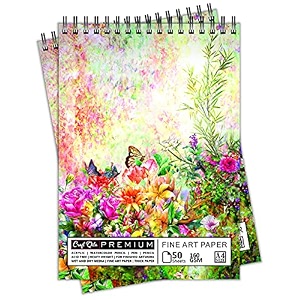 craft qila spring flowers 50 sheets 100 pages a4 sketchbook  top spiral-bound sketchpad for artists  professional grade drawing and sketchbook - pack of 2