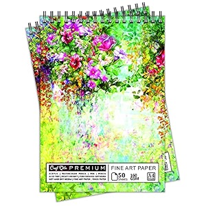 craft qila spring multicolored 50 sheets 100 pages a4 sketchbook  top spiral-bound sketchpad for artists  professional grade drawing and sketchbook - pack of 2