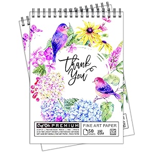 craft qila thank you 50 sheets 100 pages a5 sketchbook  top spiral-bound sketchpad for artists  professional grade drawing and sketchbook - pack of 2