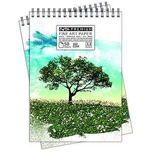 craft qila tree landscape 50 sheets 100 pages a4 sketchbook  top spiral-bound sketchpad for artists  professional grade drawing and sketchbook - pack of 2