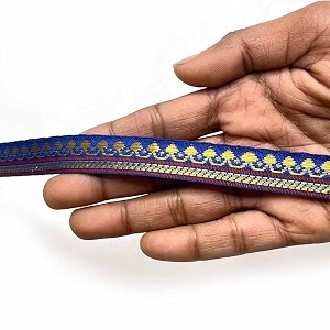 golden zari weaving border for suit designer lehenga saree border amp dupatta  suitable for home furnishing crafting etc 9-meter 05in blue