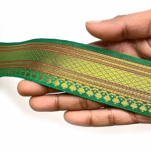 golden zari weaving border for suit designer lehenga saree border amp dupatta  suitable for home furnishing crafting etc 9-meter 15in green