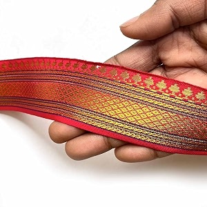 golden zari weaving border for suit designer lehenga saree border amp dupatta  suitable for home furnishing crafting etc 9-meter 15in pink