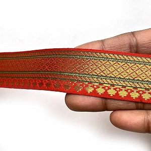 golden zari weaving border for suit designer lehenga saree border amp dupatta  suitable for home furnishing crafting etc 9-meter 1in red