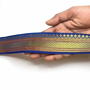 golden zari weaving border for suit designer lehenga saree border amp dupatta  suitable for home furnishing crafting etc 9-meter 15in blue