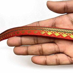 golden zari weaving border for suit designer lehenga saree border amp dupatta  suitable for home furnishing crafting etc 9-meter 05in red