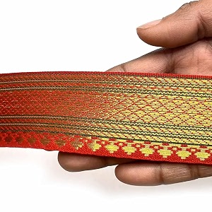 golden zari weaving border for suit designer lehenga saree border amp dupatta  suitable for home furnishing crafting etc 9-meter 15in red