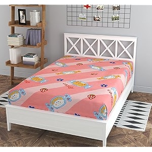 180 tc candy printed single bedsheet cotton without pillow cover  breathable amp wrinkle free queen size bedsheet single bed size 60 x 90 inch pink