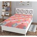 180 TC Candy Printed Single Bedsheet Cotton Without Pillow Cover | Breathable &amp; Wrinkle Free Queen Size Bedsheet Single Bed (Size 60 x 90 Inch) (Pink)