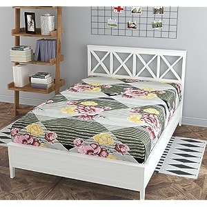 180 tc n mix floral printed single bedsheet cotton without pillow cover  breathable amp wrinkle free queen size bedsheet single bed size 60 x 90 inch multicolor