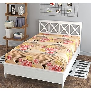 180 tc small floral printed single bedsheet cotton without pillow cover  breathable amp wrinkle free queen size bedsheet single bed size 60 x 90 inch aqua green white