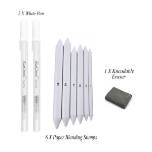 craftacious art 2pc white pen08mm paper blending stump  kneadable eraser drawing tools
