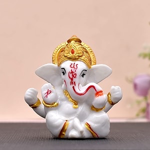 craftam polyresin orange ganesha statue for car dashboard god ganesh murti ganpati idol figurine with double side tape