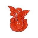 Craftam Polyresin Orange Ganesha Statue for Car Dashboard God Ganesh Murti Ganpati Idol Figurine with Double Side Tape