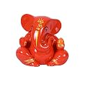 Craftam Polyresin Orange Ganesha Statue for Car Dashboard God Ganesh Murti Ganpati Idol Figurine with Double Side Tape