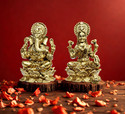 Craftcart Lakshmi Ganesh Brass Idol Pair 