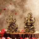 Craftcart Lakshmi Ganesh Brass Idol pair 