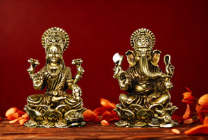 Craftcart Lakshmi Ganesh Brass Idol Wax