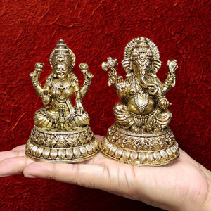 Craftcart Lakshmi Ganesh Brass Idol Wax