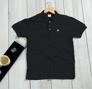 Crafted India Solid Men Black T-Shirt