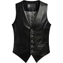Crafter Men's Brown Leather Motorcycle Vest - Sleeveless, V-Neck, Cowhide Biker Riding sleeveless Motorcycle Leather Vest