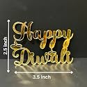 Happy Diwali Golden Acrylic Cutout, Tags for hampers, Scrapbook, Boxes, Cards | 10 pc in a Pack | Size - 3.5 by 2.5 inch | Diya Design (2)