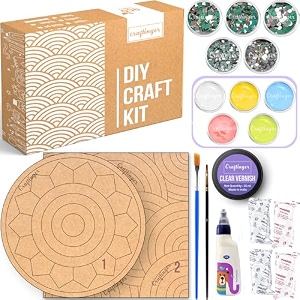 craftinger large lippan art kit 12 inch or 30 cm - diy decor with pre-marked mdf shapes acrylic colors and mirrorsmulticolor