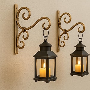 craftize mstore metal wall brackets hanging planter hooks for bird feeders wind chimes lantern outdoor indoor home decor balcony golden color classic-2