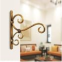 Craftize Mstore Metal Wall Brackets Hanging Planter Hooks for Bird Feeders Wind Chimes Lantern Outdoor Indoor Home Decor Balcony, Golden Color (classic-1-new)