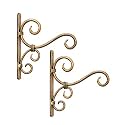 Craftize Mstore Metal Wall Brackets Hanging Planter Hooks for Bird Feeders Wind Chimes Lantern Outdoor Indoor Home Decor Balcony, Golden Color (Classic-2)