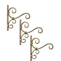 Craftize Mstore Wall Brackets Hanging Planter Hooks for Bird Feeders Wind Chimes Lantern Outdoor Indoor Home Decor Balcony, Golden Color (Classic-3)