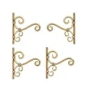 Craftize Mstore Wall Brackets Hanging Planter Hooks for Bird Feeders Wind Chimes Lantern Outdoor Indoor Home Decor Balcony, Golden Color (Classic-4)