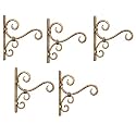 Craftize Mstore Wall Brackets Hanging Planter Hooks for Bird Feeders Wind Chimes Lantern Outdoor Indoor Home Decor Balcony, Golden Color (Classic-5)