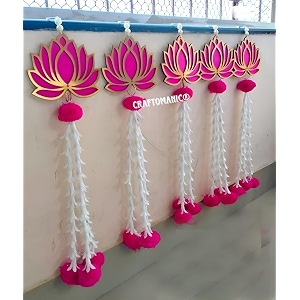 handmade wall decor lotus with hangings for home decordiwali decorwedding and all festival decor  lotus hangings for home decoration multi