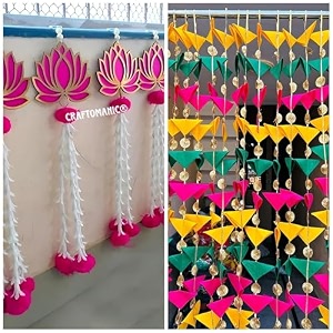 handmade wall decor lotus with hangings for home decordiwali decorwedding and all festival decor  lotus hangings for home decoration felt with rajni