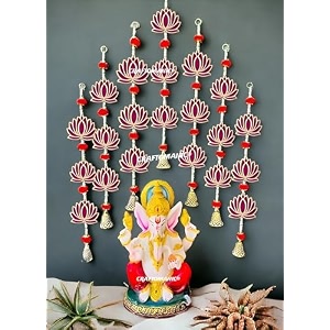 handmade wall decor lotus with hangings for home decordiwali decorwedding and all festival decor  lotus hangings for home decoration lotuslinebell