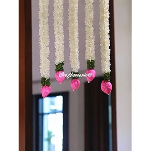 handmade wall decor lotus with hangings for home decordiwali decorwedding and all festival decor  lotus hangings for home decoration lotusgajne3
