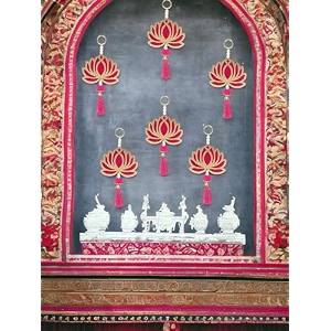 handmade wall decor lotus with hangings for home decordiwali decorwedding and all festival decor  lotus hangings for home decoration pink6