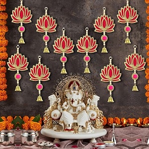 handmade wall decor lotus with hangings for home decordiwali decorwedding and all festival decor  lotus hangings for home decoration lotusbell