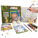 Craftopedia DIY 4 in 1 Canvas Painting Art & Craft Set with 3D Magnets, Greeting Cards, Stickers | Boys & Girls Age 4,5,6,7+ | (Jungle)