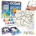 Craftopedia DIY 4 in 1 Canvas Painting Art &amp; Craft Set with 3D Magnets, Greeting Cards, Stickers | Boys &amp; Girls Age 4,5,6,7+ | (Ocean)