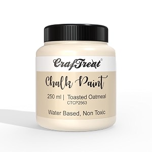 craftreat toasted oatmeal 250 ml - chalk paint for wood furniture wall home decor glass diy craft - matte acrylic multi surface paint - 250ml