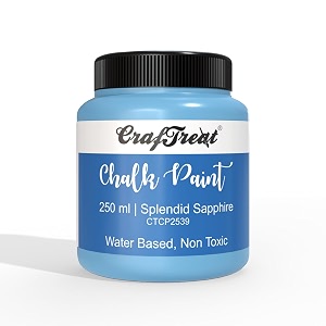 craftreat splendid sapphire 250 ml - chalk paint for wood furniturewall home decor glass diy craft - matte acrylic multi surface paint -