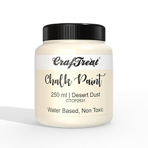 craftreat desert dust - chalk paint for wood furniture wall home decor glass diy craft - matte acrylic multi surface paint - chalk paint off white - 250 ml