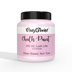 craftreat lush lilac - chalk paint for wood furniture wall home decor glass diy craft - matte acrylic multi surface paint - chalk paint pink - 250 ml