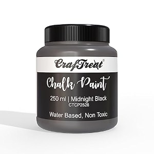 craftreat midnight black chalk paint for wood furniture wall amp home decor  ultra matte acrylic multi surface paint non toxic amp water based fast drying diy craft paint 250 ml