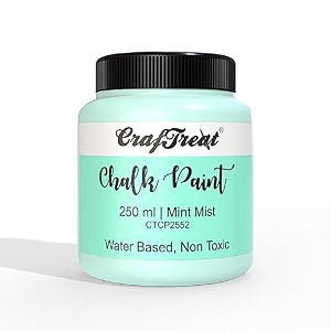 craftreat mint mist - chalk paint for wood furniture wall home decor glass diy craft - matte acrylic multi surface paint 250ml
