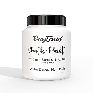 craftreat serene snowfall - chalk paint for wood furniture wall home decor glass diy craft - matte acrylic multi surface paint - chalk paint white - 250 ml